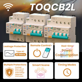 TOQCB2L Tuya Typ AC Smart FI/LS-Schalter Wi-Fi - Fehlerstromschutz 1-63A Einstellbar TONGOU